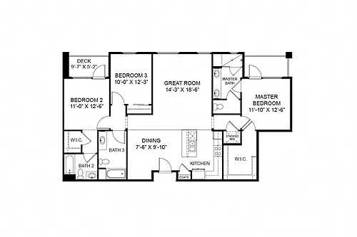 Floor plan 3 Bedroom 3A