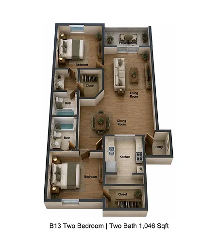 Floor plan 2 bedroom 2 bath
