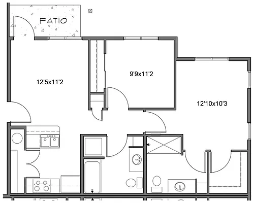 Floor plan 2 Bed 2 Bath A - Ash Creek