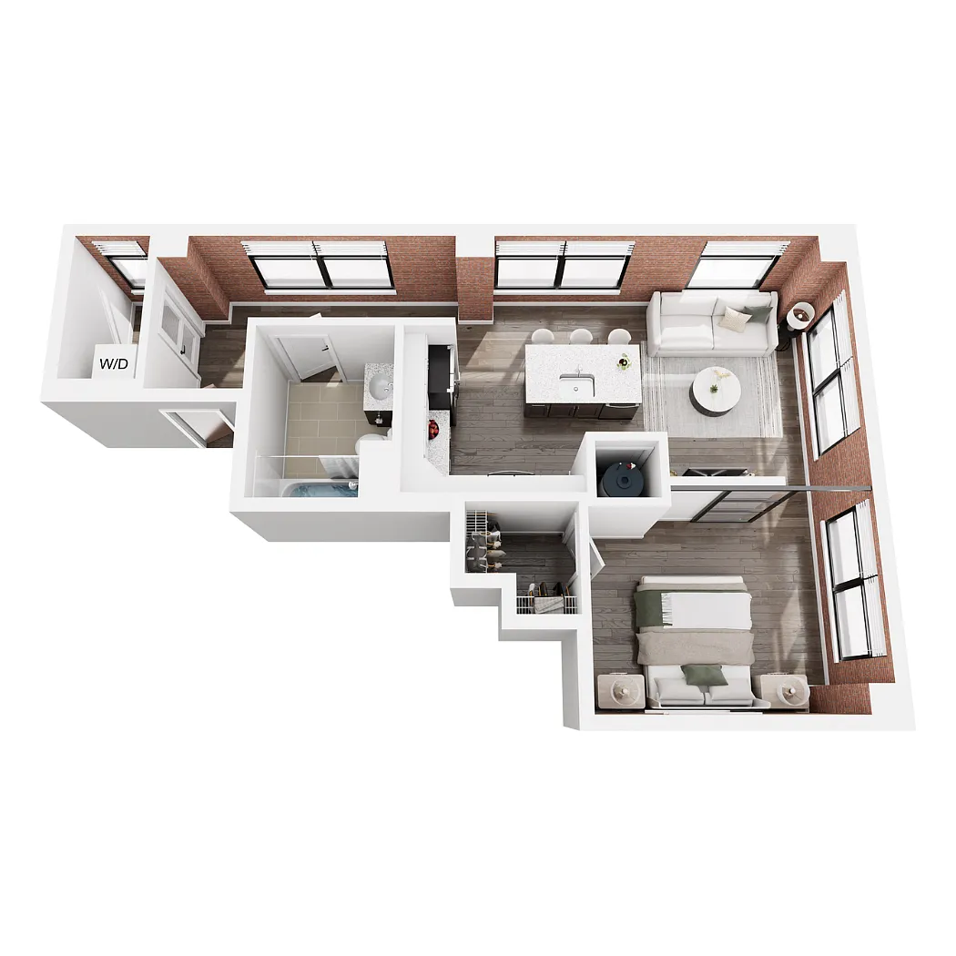 Floor plan The LaVilla - 1 Bedroom, 1 Bath