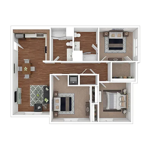 Floor plan 3 Bedroom 2 Bath