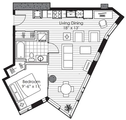 Floor plan 1X1 E