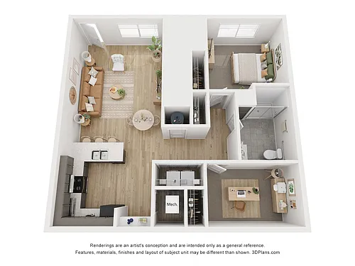 Floor plan 1 Bedroom 1 Bathroom Den Accessible