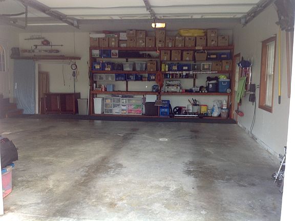 Built-in garage shelving.