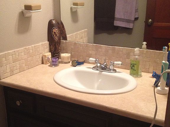 Counter space in bathroom!