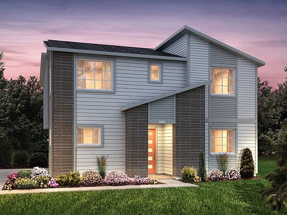 Elevation C boasts a clean, minimalistic design with angular structures, brick accents, and a pop of