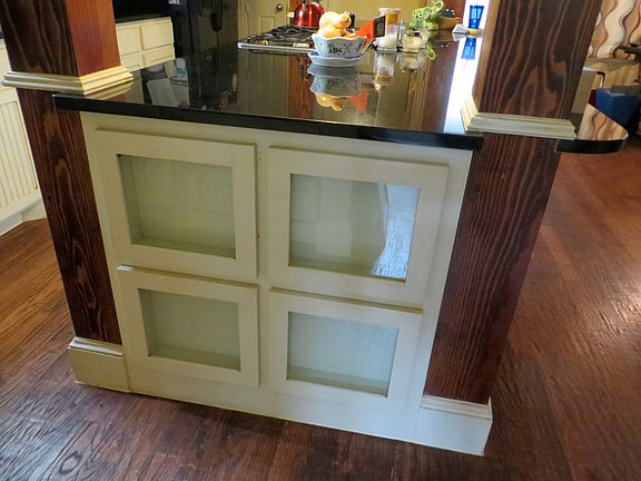 Storage bins in island