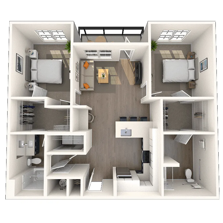 Floor plan B35H 2x2 1083 SF