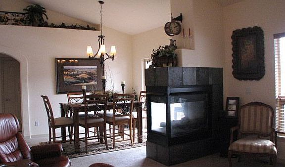 Dining area with walkout to deck