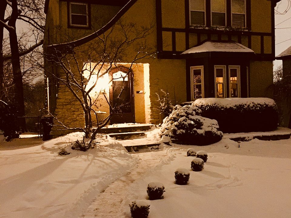 Tudor on a snowy night 