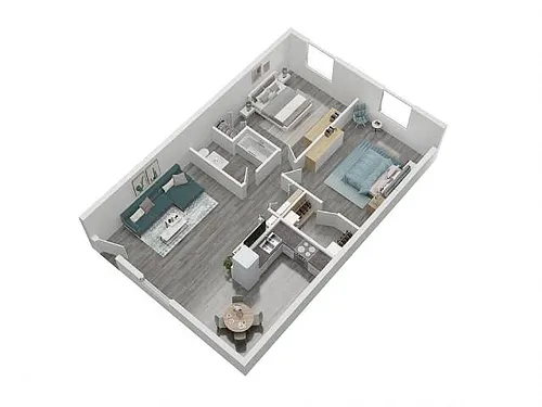 Floor plan 2 Bedroom 1 Bathroom