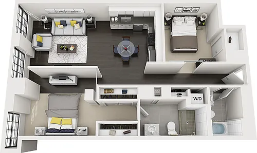 Floor plan 1 Bed/2 Bath Den-a20e