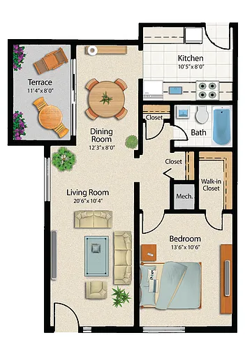 Floor plan 717sq ft