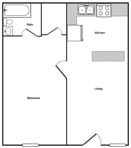Floor plan 1 bedroom 1 bath