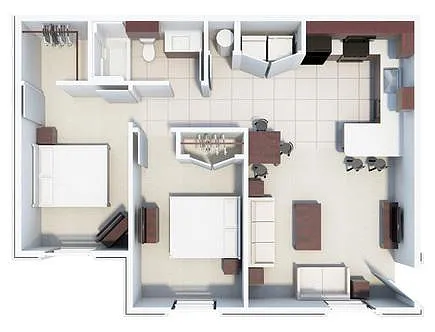 Floor plan classic deluxe IV-2 Beds