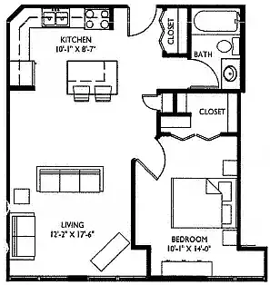 Floor plan One Bedroom H Small