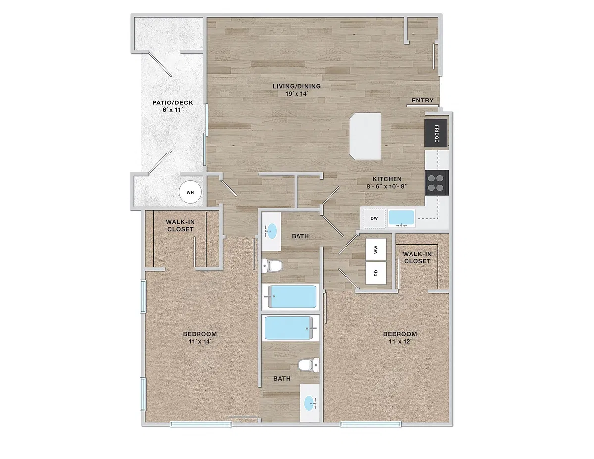 Floor plan GARDENIA 2 BDRM 2 BATH