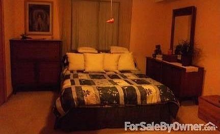 Brand new bedroom carpet for buyer! : (Pretty garden outside bedroom window, too!)