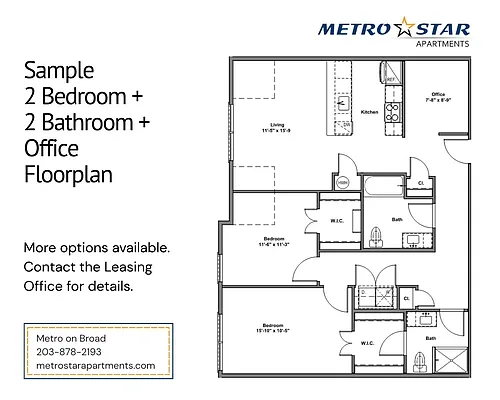 Floor plan Two Bed Two Bath Plus
