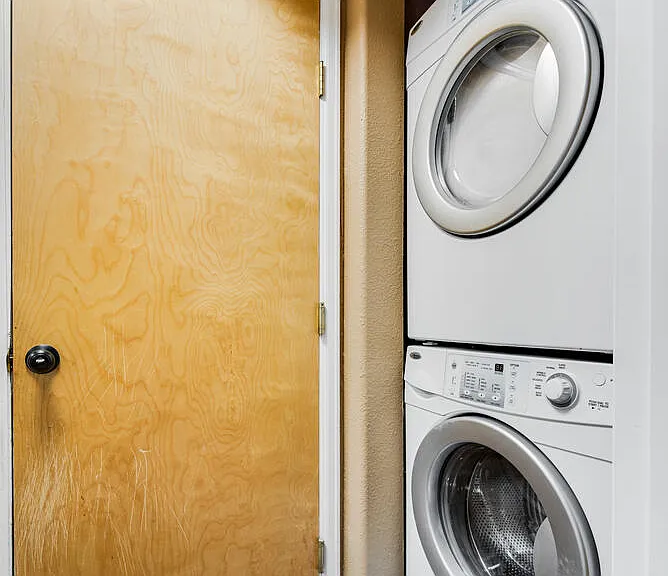 Stackable laundry in basement