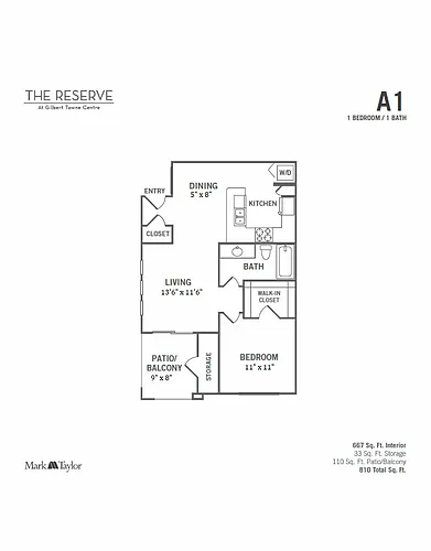 Floor plan 1 Bed/1 Bath