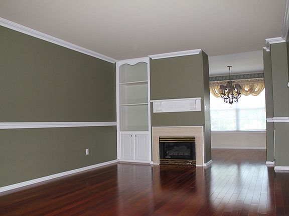 Living Room - Built in shelving and gas fireplace