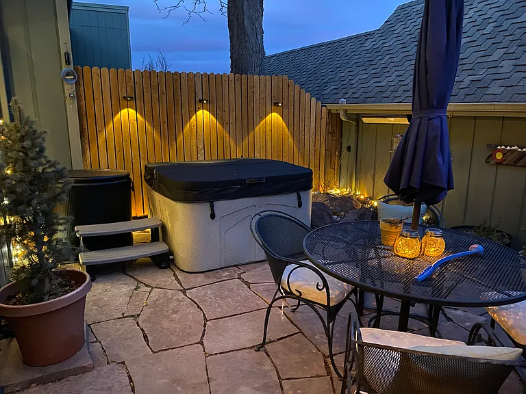 Outdoor patio lighting.
