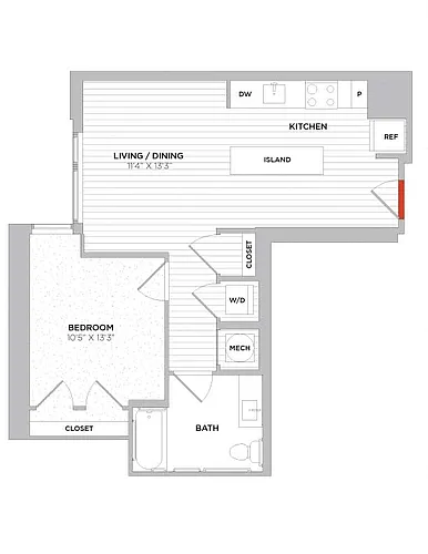 Floor plan 1 Bed/1 Bath-A03-Type A East