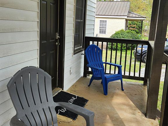 front porch, exterior seating included in rent