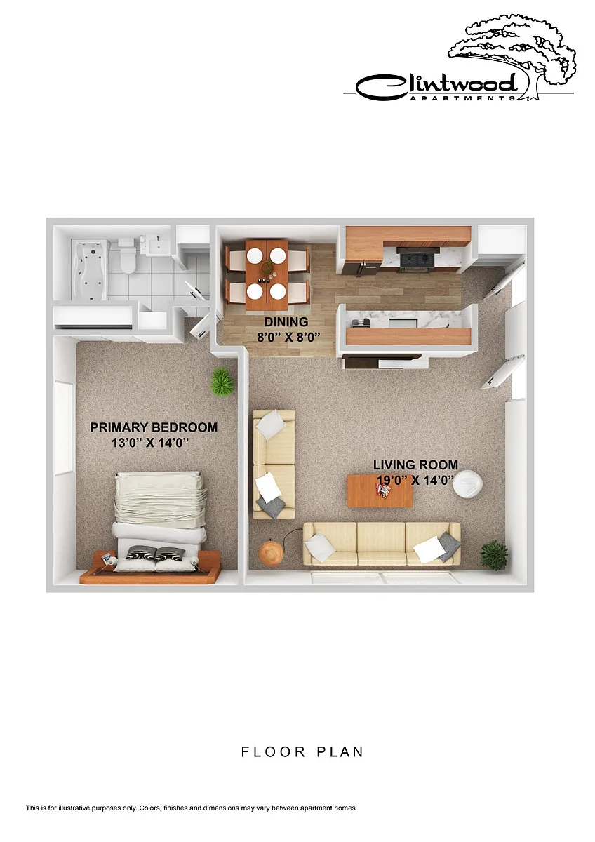 Floor plan 1 Bedroom South