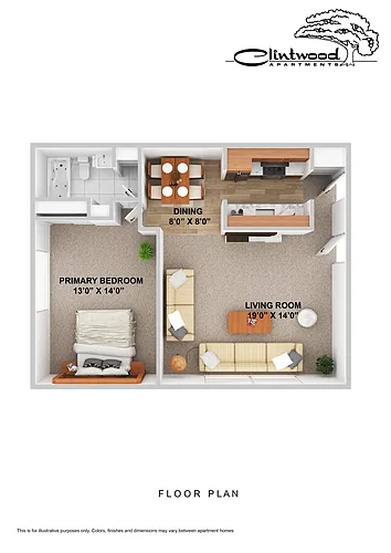 Floor plan 1 Bedroom South