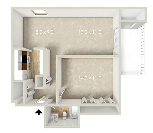 Floor plan 1BR 1BA 759SQFT 80%