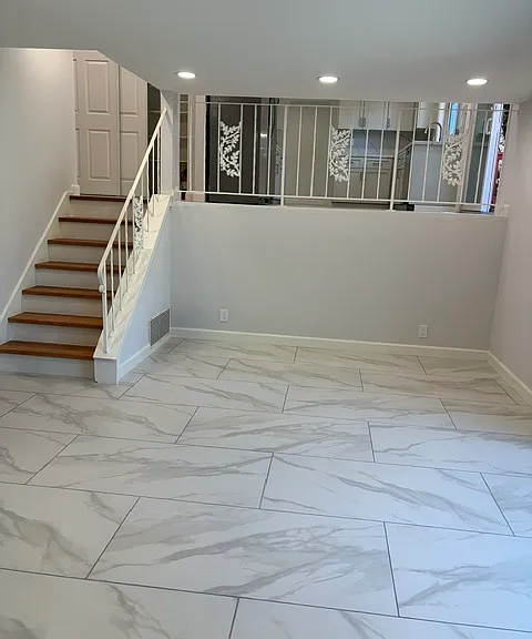 Stairs from main level to family room in lower level