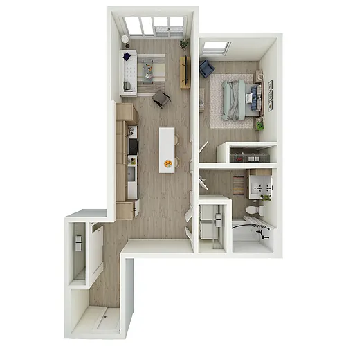 Floor plan 1 Bed 1 Bath - MFTE - a79.1