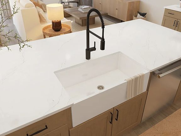 Kitchen with apron-front sink