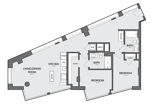 Floor plan 2 Bed/2 Bath-B-2C
