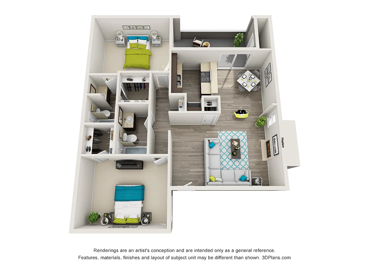 Floor plan Magnolia (2BD/2BA)