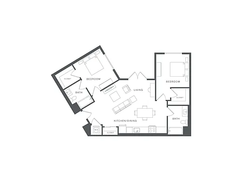 Floor plan 2 Bed/2 Bath-R-B5