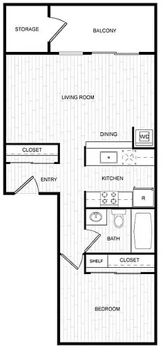 Floor plan 1 Bedroom 1 Bath