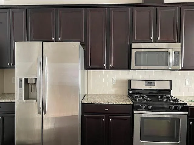 Kitchen with stainless steel appliances