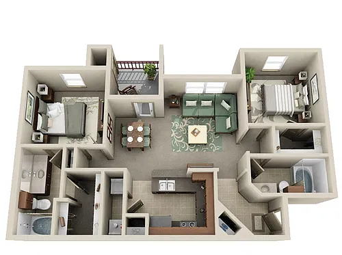 Floor plan Two Bedroom Two Bath
