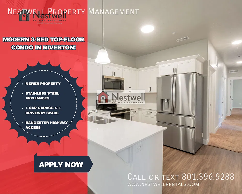 Modern 3-Bed Top-Floor Condo in Riverton! — Photo 1