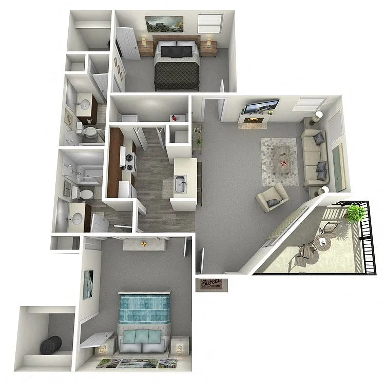 Floor plan Hawthorne - 2 Bed, 2 Bath