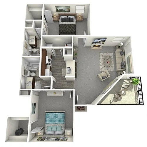 Floor plan Hawthorne - 2 Bed, 2 Bath