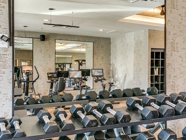 Fitness center with free weights