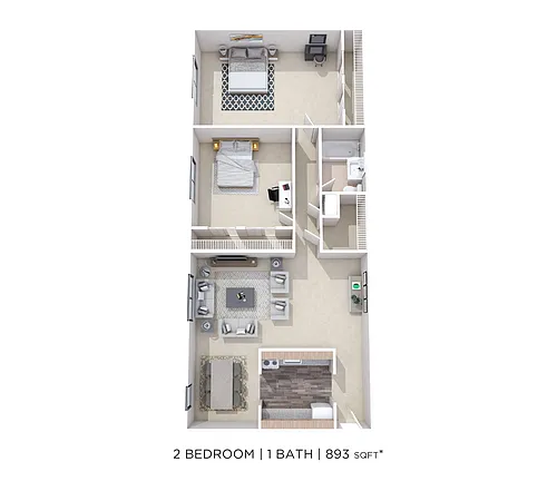 Floor plan Two Bedroom - 893 sqft Mount Penn