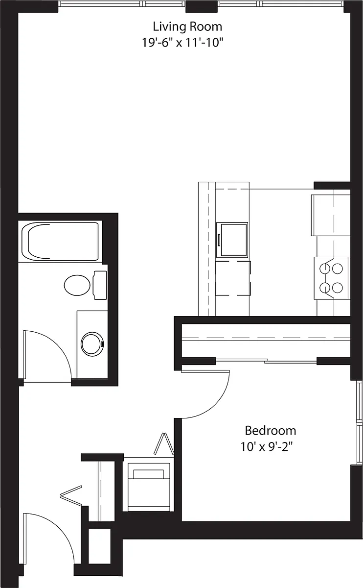 Floor plan 1 Bedroom B