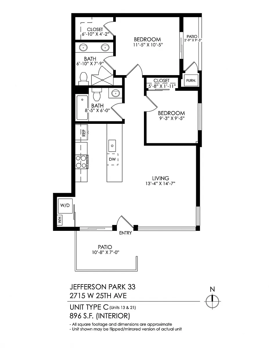 Floor plan 2 Bedroom, 2 Bath