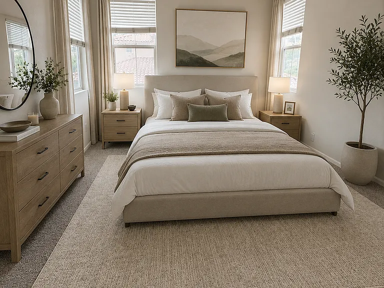 Virtually staged master bedroom