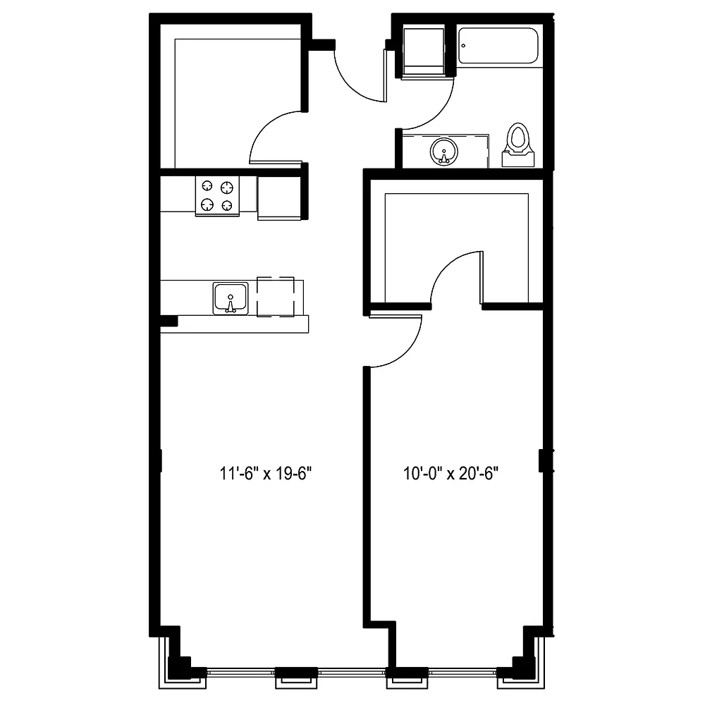 Floor plan 1 Bedroom N plus Den